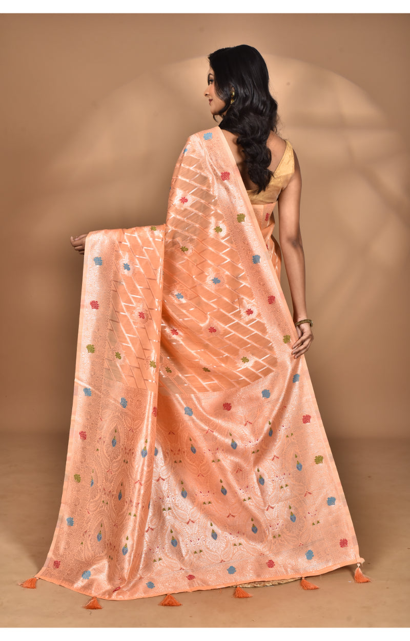 Morchari Women Desgin Chanderi Silk Saree-Peach