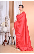 Morchari Pure Chandari Mirror Work Saree-Red