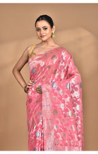 Morchari Women Desgin Chanderi Silk Saree-Pink