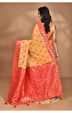 Morchari Women Desgin Kashmiri Silk Linen Saree-Yellow