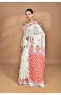 Morchari Pure Cotton Dhakai Jamdani Handloom Saree-Off White
