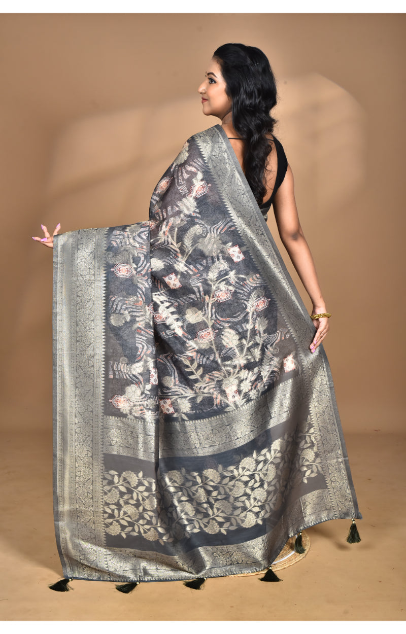 Morchari Women Desgin Linen Silk Saree-Multi