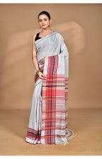 Morchari Pure Cotton Dhakai Jamdani Handloom Saree-Grey