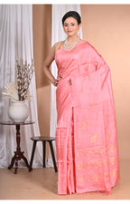 Morchari Pure Tussar Silk Handloom Saree-Pink