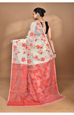Morchari Pure Cotton Dhakai Jamdani Handloom Saree-Off White