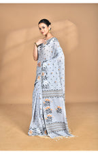 Morchari Pure Cotton Dhakai Jamdani Handloom Saree-Grey