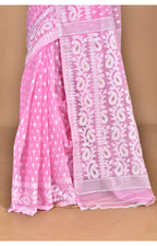 Morchari Pure Cotton Dhakai Jamdani Handloom Saree-Pink