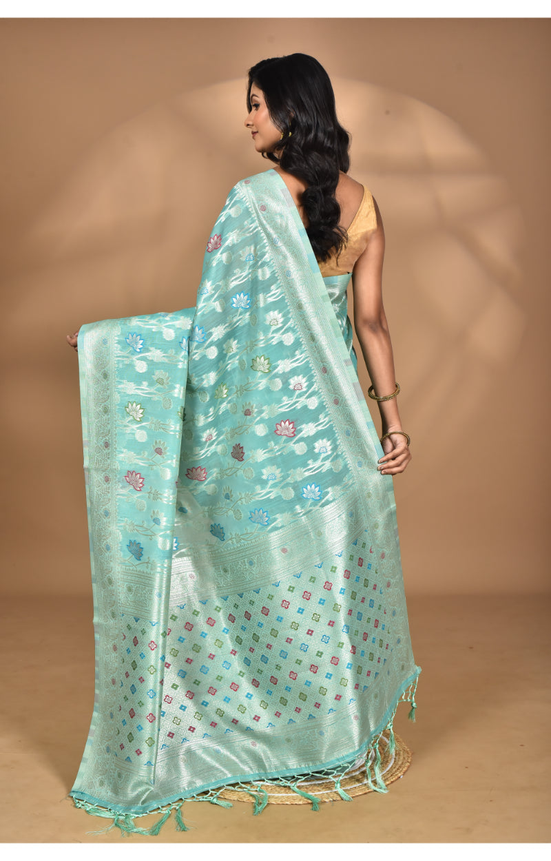 Morchari Women Desgin Chanderi Silk Saree-Blue