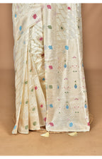 Morchari Women Desgin Chanderi Silk Saree-Cream