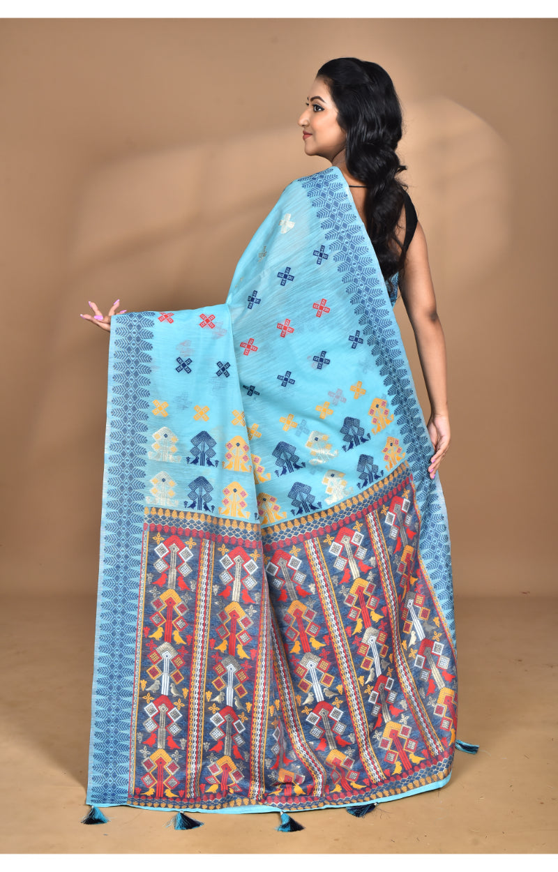 Morchari Women Desgin Chanderi Silk Saree-Blue