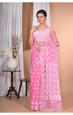 Morchari Heavy Jamdani Saree-Pink