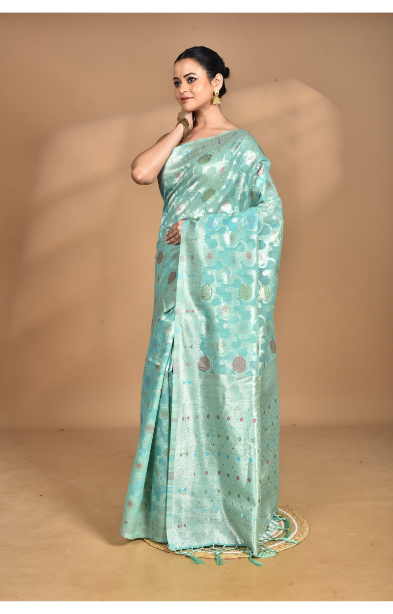 Morchari Women Desgin Chanderi Silk Saree-Green