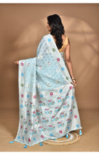 Morchari Women Desgin Chanderi Silk Saree-Blue