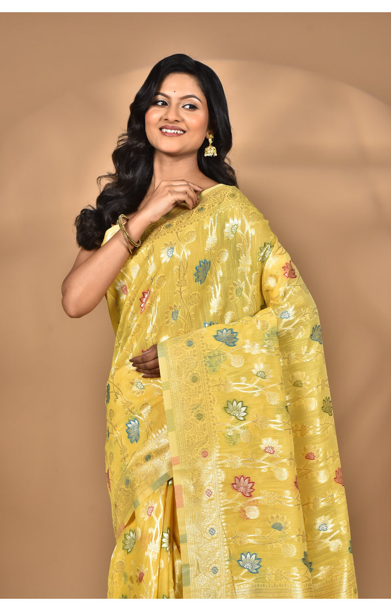 Morchari Women Desgin Chanderi Silk Saree-Yellow