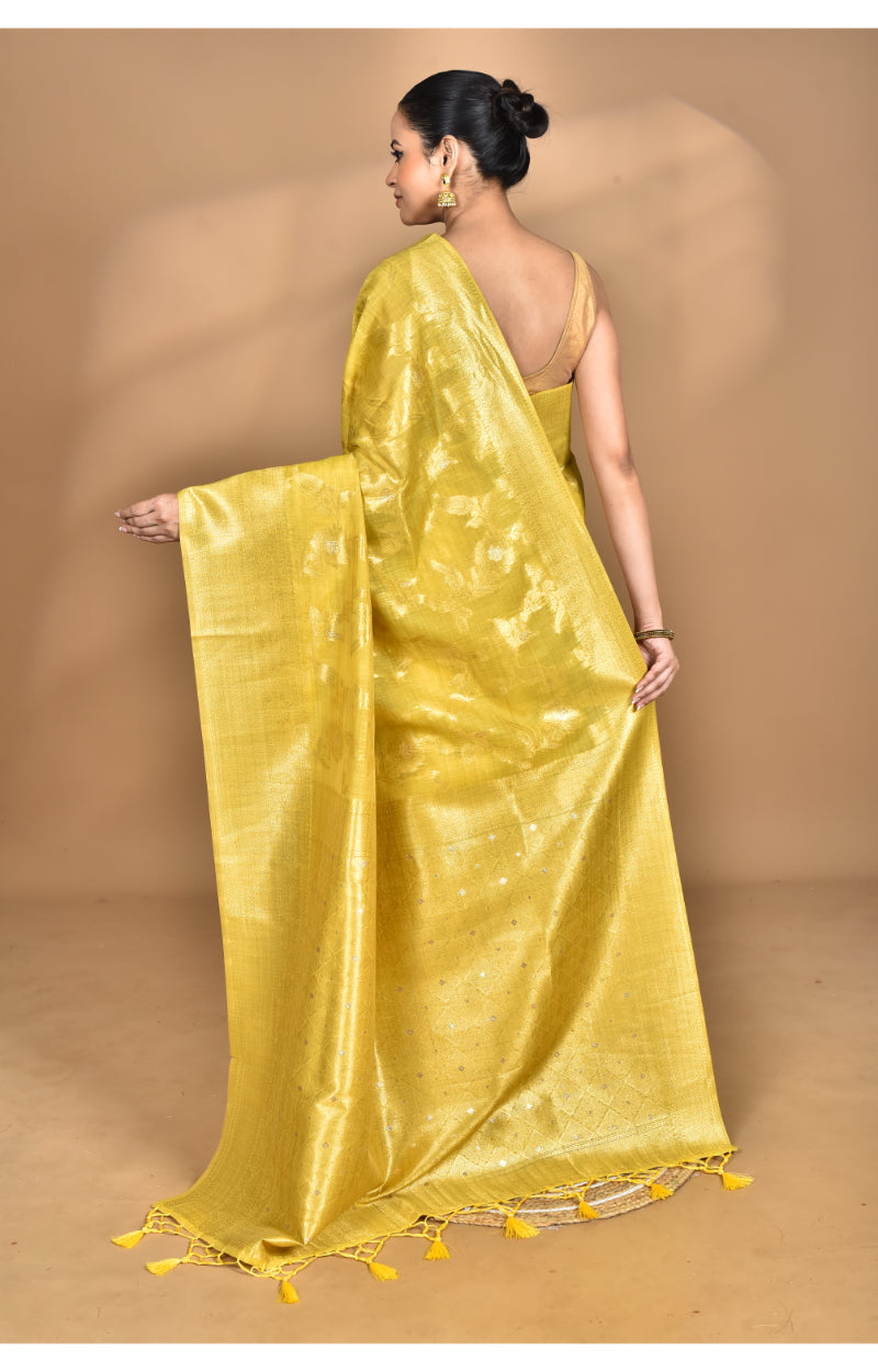 Morchari Banarasi Silk Chanderi Saree-Yellow