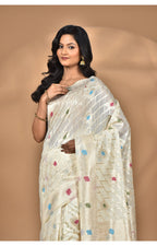 Morchari Women Desgin Chanderi Silk Saree-Cream