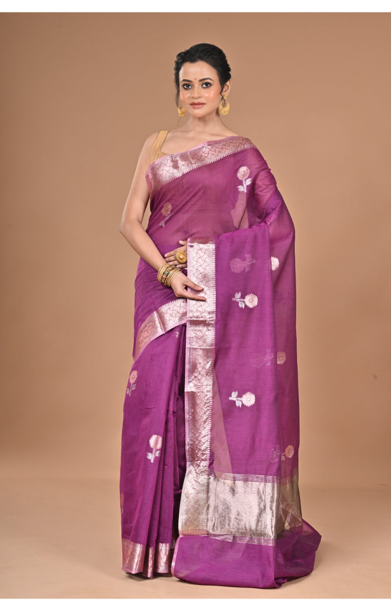 Morchari Heavy Chanderi Silk Saree-Purple