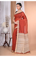 Morchari Pure Cotton Dhakai Jamdani Handloom Saree-Brown