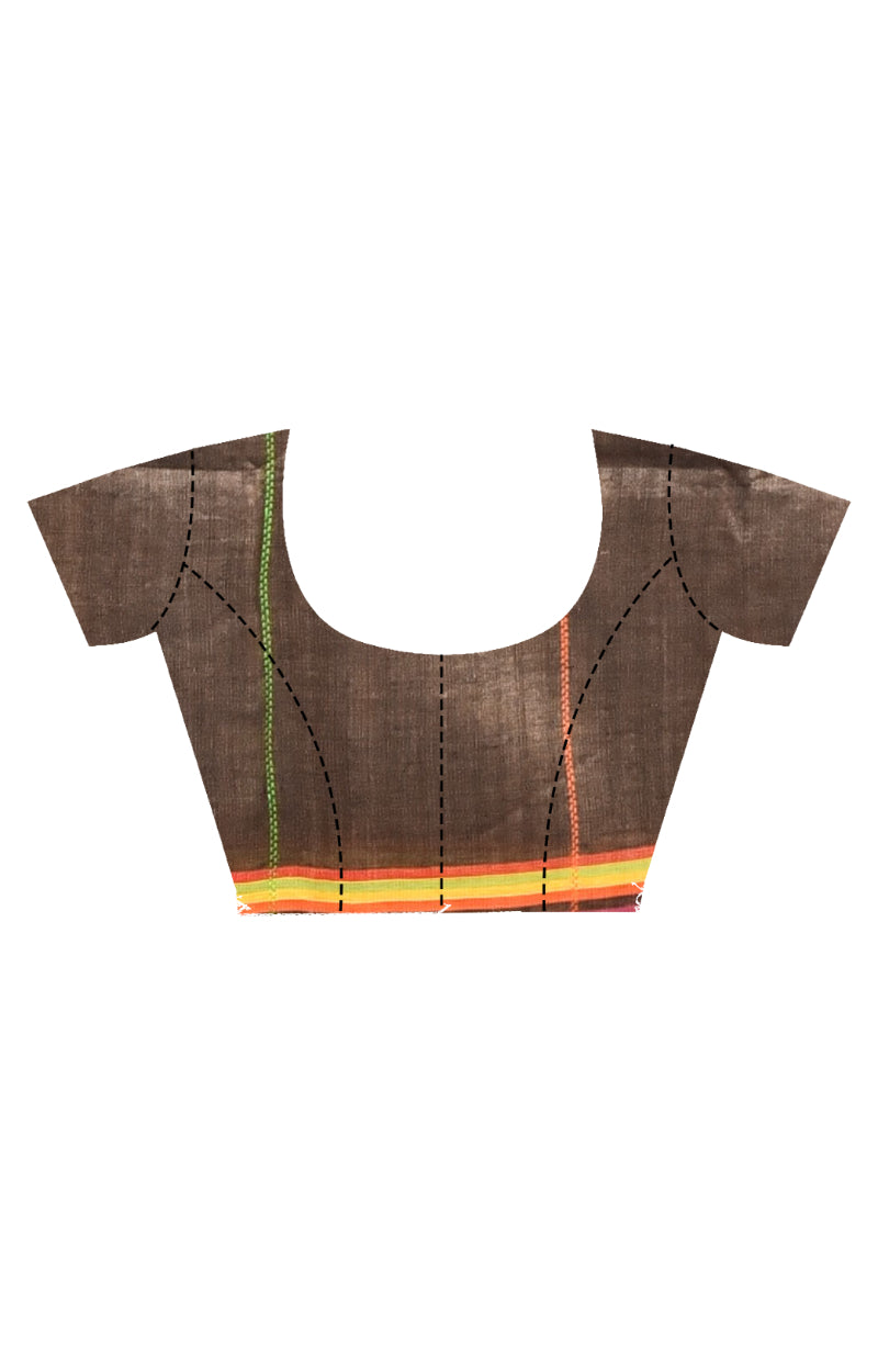 Morchari Pure Cotton Dhakai Jamdani Handloom Saree-Coffee Brown