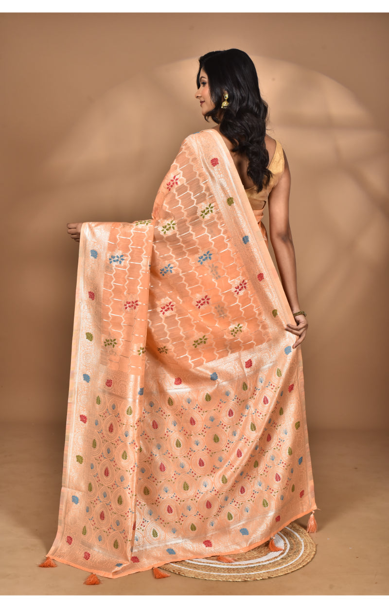 Morchari Women Desgin Chanderi Silk Saree-Peach
