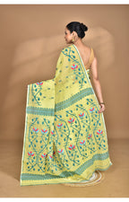 Morchari Pure Cotton Dhakai Jamdani Handloom Saree-Yellow