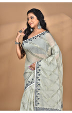 Morchari Pure Cotton Dhakai Jamdani Handloom Saree-Grey