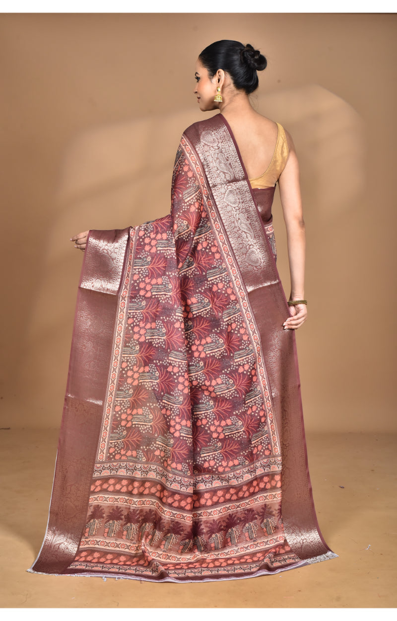 Morchari Chanderi Digital Print Saree-Multi