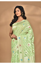Morchari Women Desgin Chanderi Silk Saree-Green