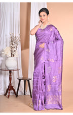 Morchari Pure Tussar Silk Handloom Saree-Purple