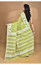 Morchari Pure Cotton Dhakai Jamdani Handloom Saree-Green