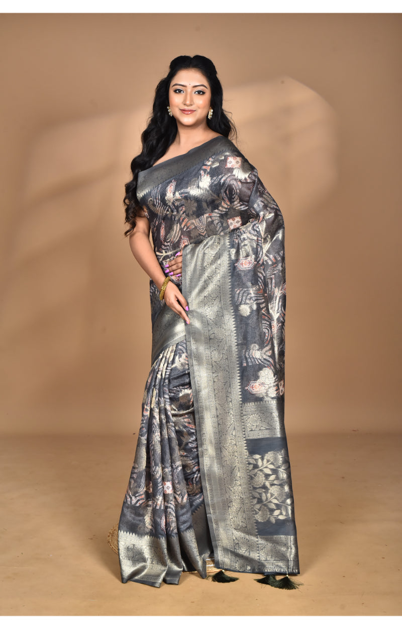 Morchari Women Desgin Linen Silk Saree-Multi