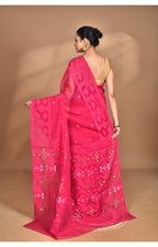 Morchari Pure Cotton Dhakai Jamdani Handloom Saree-Pink