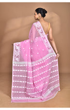 Morchari Pure Cotton Dhakai Jamdani Handloom Saree-Pink