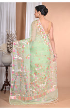 Morchari Heavy Jamdani Silk Orzanga Saree-Green