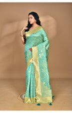 Morchari Jari Sami Silk Saree-Green