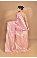 Morchari Banarasi Silk Chanderi Saree-Pink
