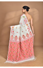 Morchari Pure Cotton Dhakai Jamdani Handloom Saree-Off White