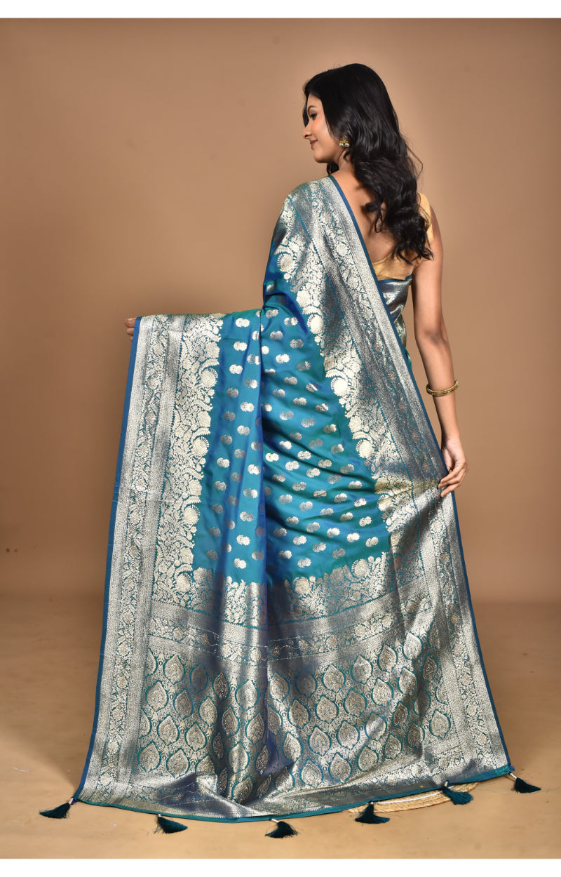 Morchari Heavy Kolhapuri Stone Work Saree-Navy Blue