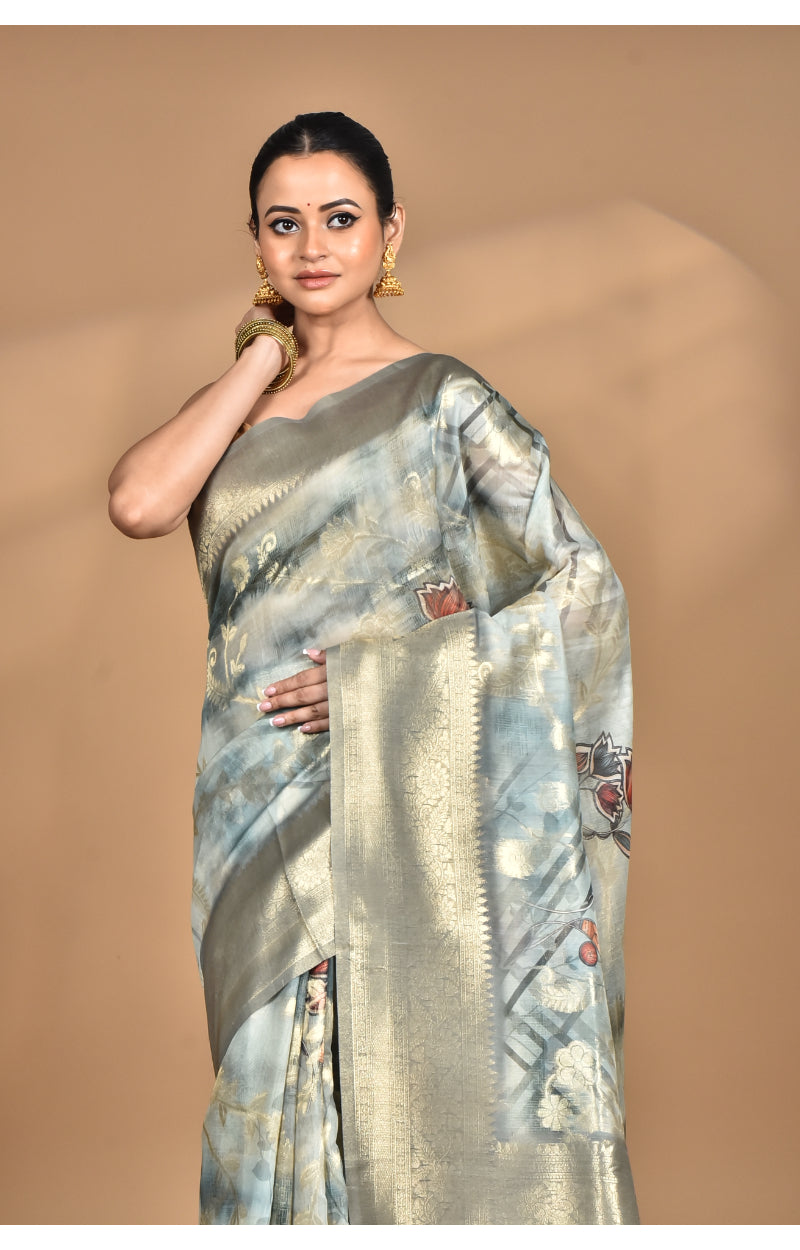 Morchari Women Desgin Linen Silk Saree-Multi