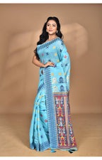 Morchari Women Desgin Chanderi Silk Saree-Blue