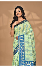 Morchari Women Desgin Kashmiri Silk Linen Saree-Green