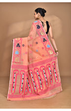 Morchari Pure Cotton Dhakai Jamdani Handloom Saree-Peach