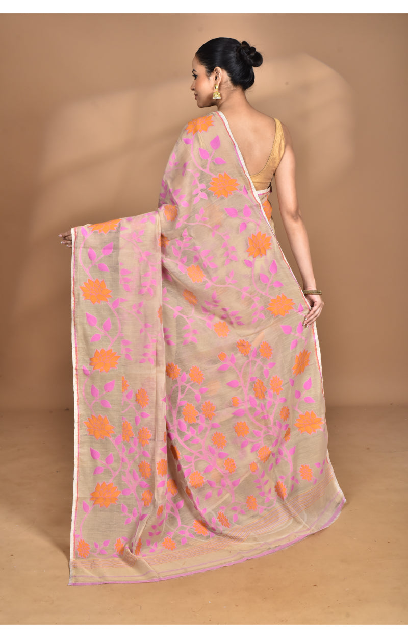 Morchari Pure Cotton Dhakai Jamdani Handloom Saree-Multi