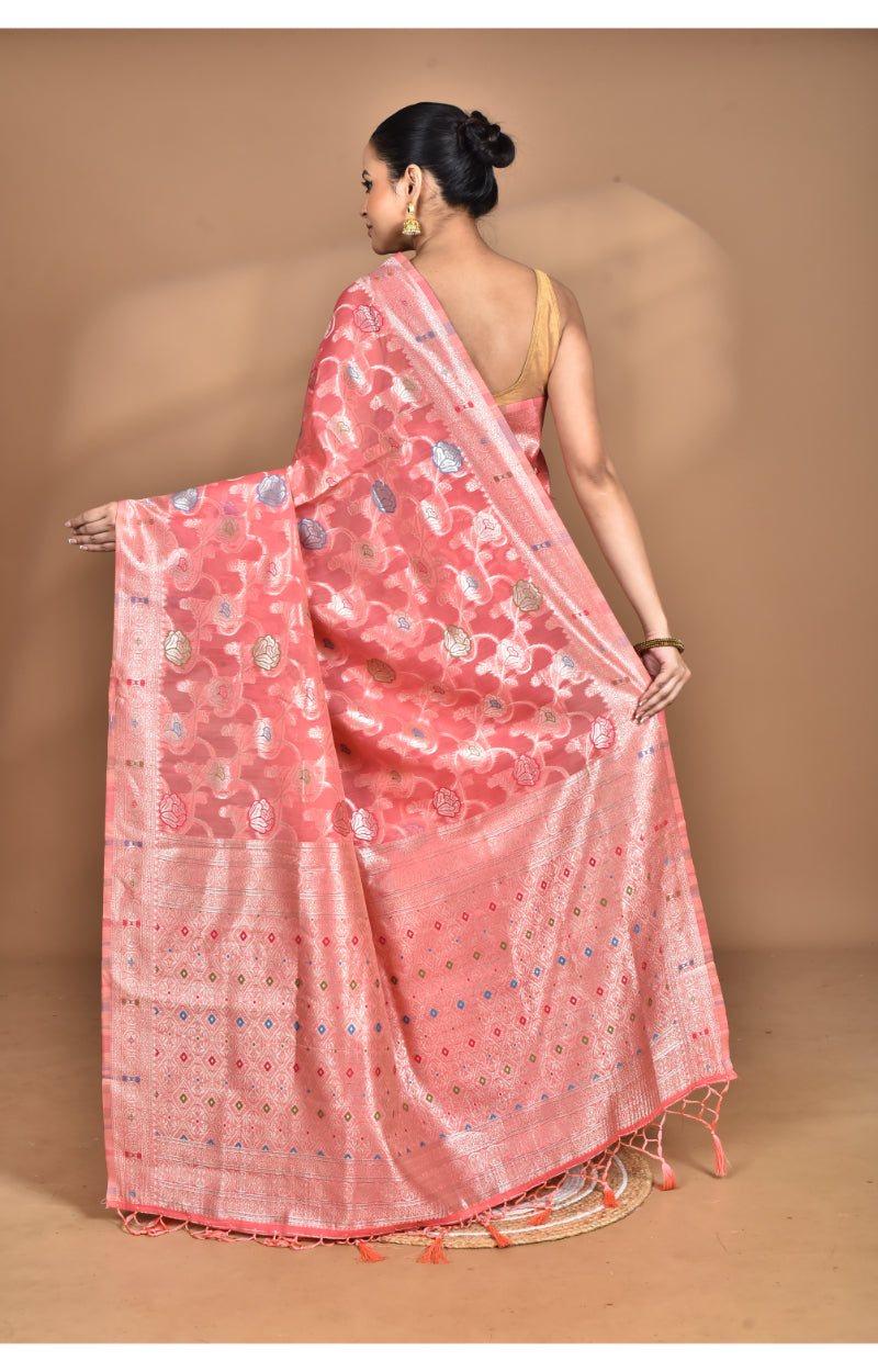 Morchari Women Desgin Chanderi Silk Saree-Peach