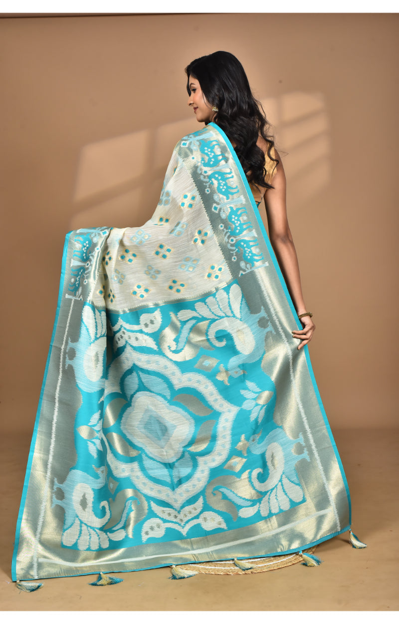 Morchari Women Desgin Two Dai Linen Saree-Multi