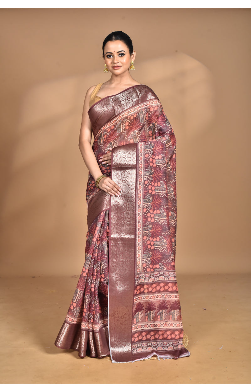 Morchari Chanderi Digital Print Saree-Multi