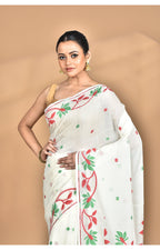 Morchari Pure Cotton Dhakai Jamdani Handloom Saree-Off White