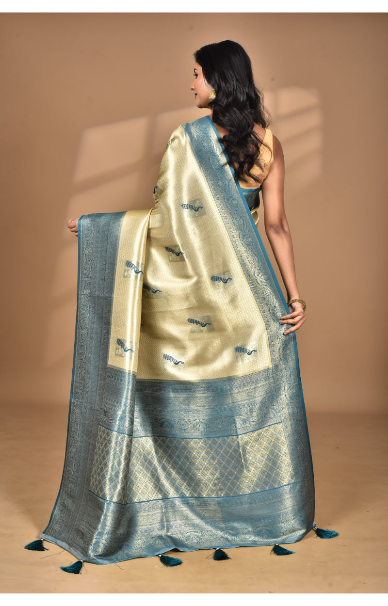 Morchari Women Desgin Banarasi Silk Saree-Beige