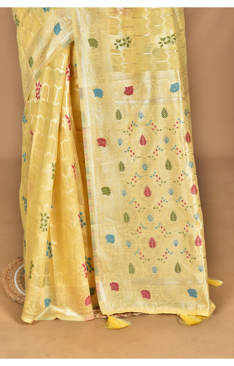 Morchari Women Desgin Chanderi Silk Saree-Yellow