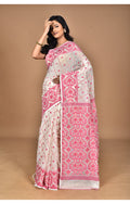 Morchari Pure Cotton Dhakai Jamdani Handloom Saree-Off White